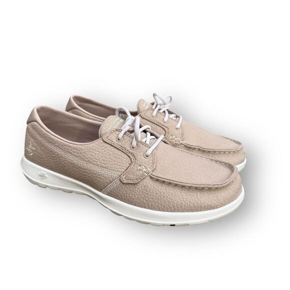 Skechers On-The-Go Flex Lite Eclipse Walking Shoes Beige Athleisure Preppy Foam - Picture 1 of 14
